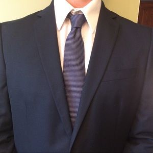 Men’s Towergem Navy Blue & White  Polka Dot Tie